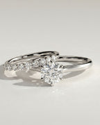 The Aria Bridal Set - Round Solitaire Ring with Curved Diamond Band