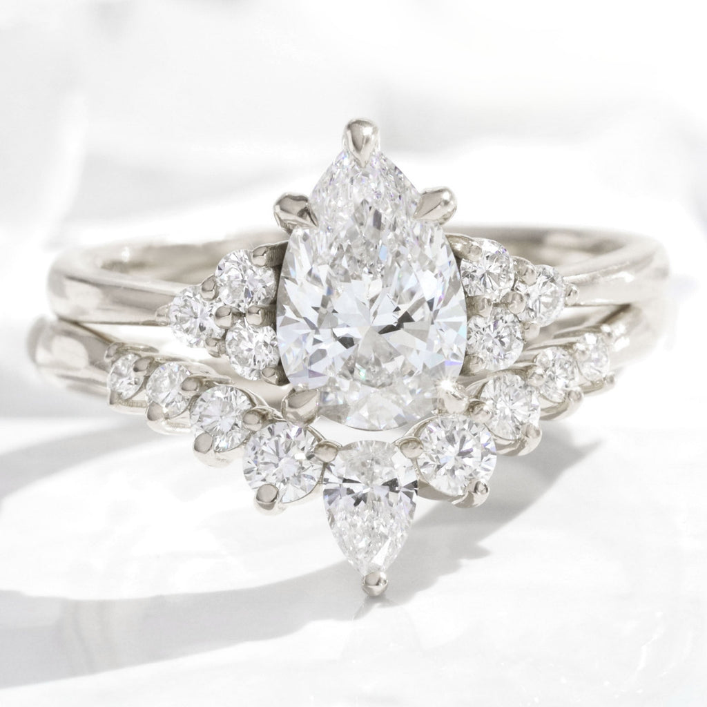 The Arielle Bridal Set - Pear Diamond Ring with Matching Wedding Band