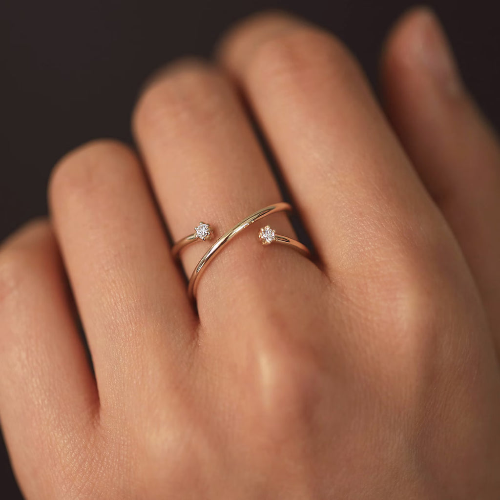 The Arin Ring - Diamond Bypass Wrap Ring