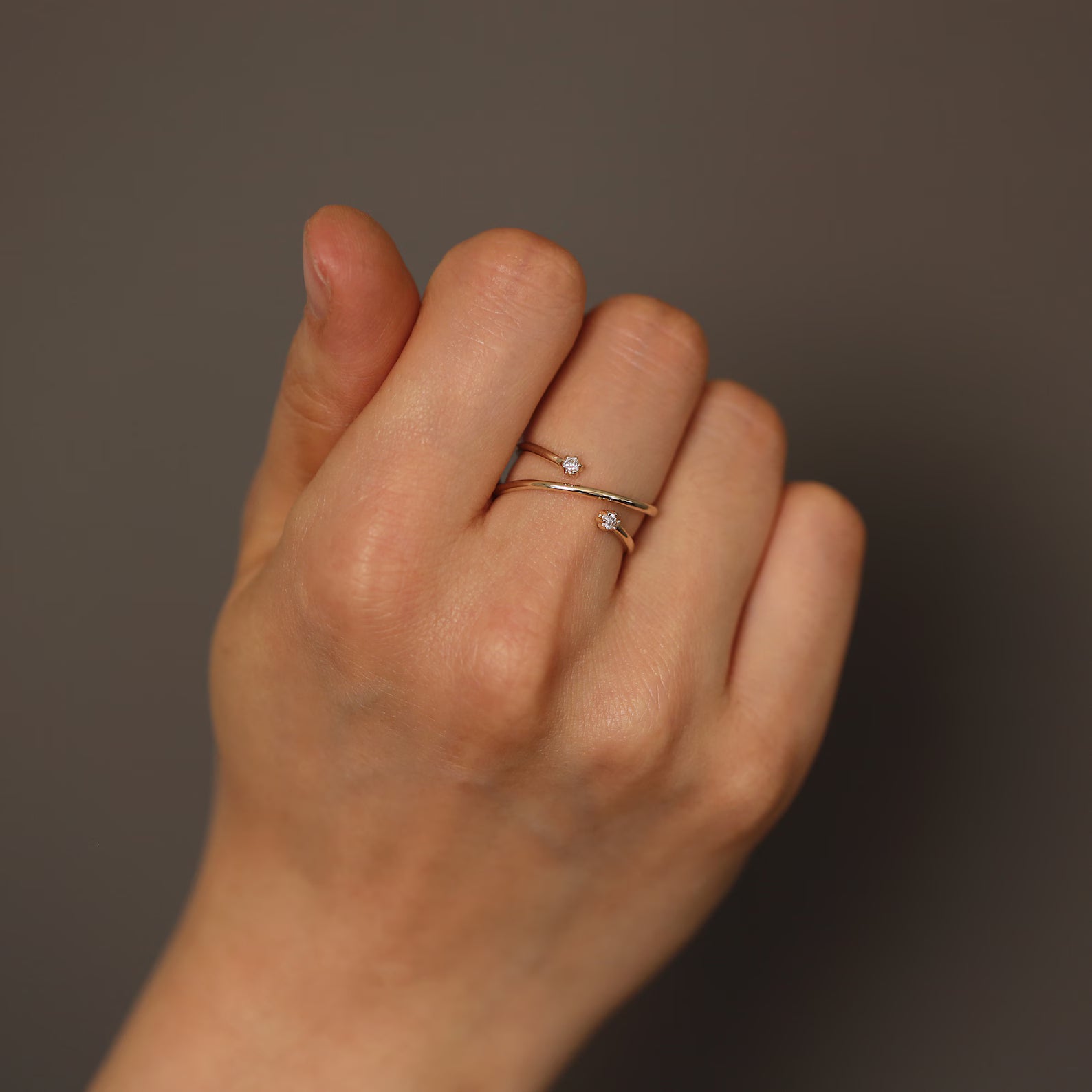 The Arin Ring - Diamond Bypass Wrap Ring