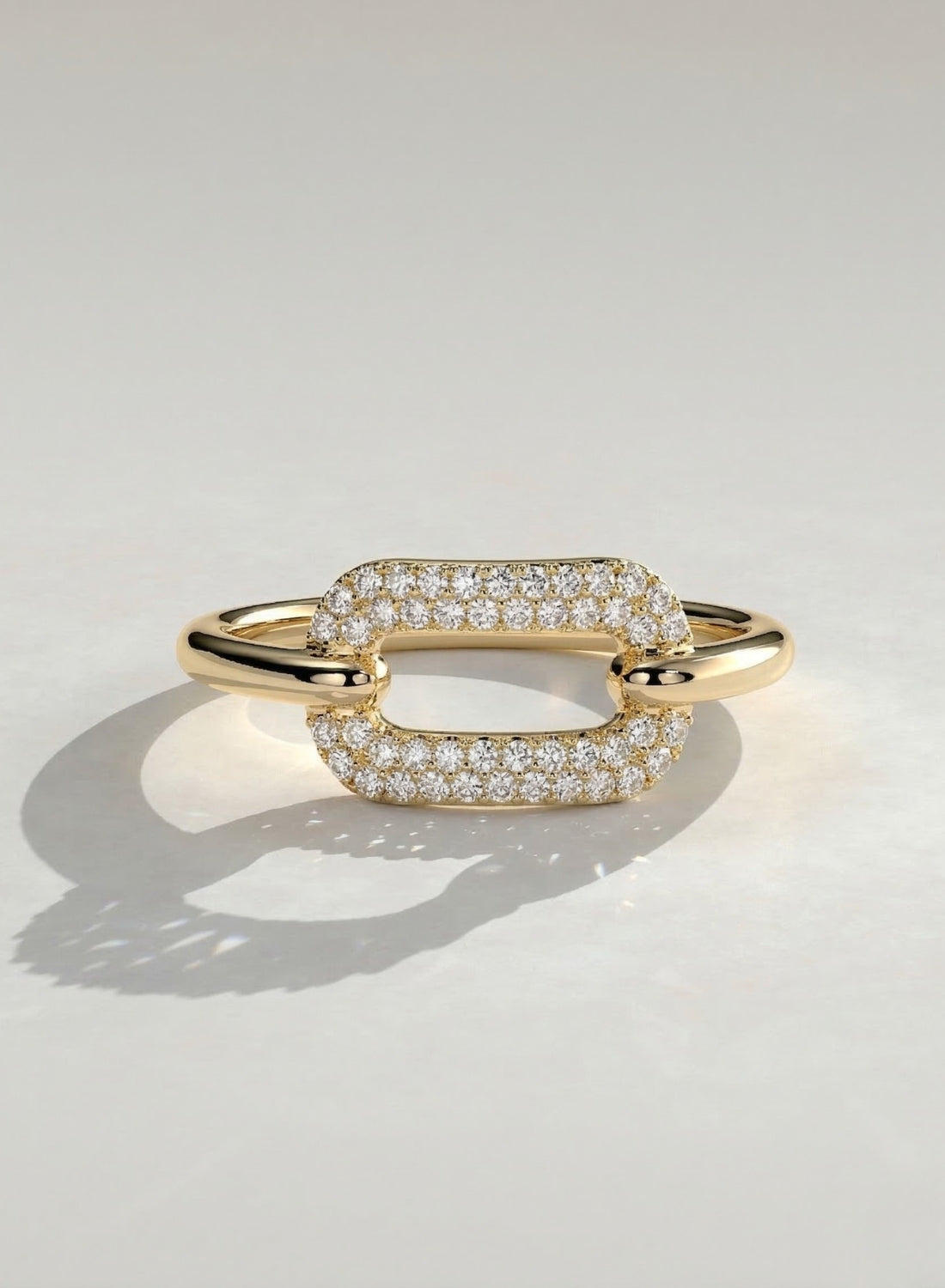 The Aureli Link Ring - Pavé Diamond Link Ring
