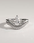 The Aurelia Bridal Set - Pear Diamond Ring with Curved Contour Band