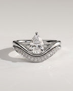 The Aurelia Bridal Set - Pear Diamond Ring with Curved Contour Band