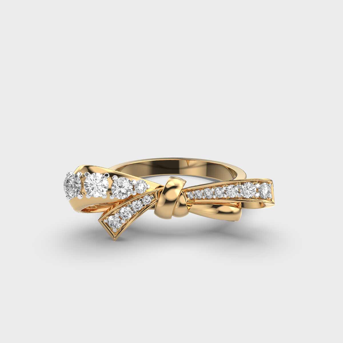 The Bow Ring - Diamond Ribbon Ring with Pavé