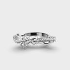 The Bow Ring - Diamond Ribbon Ring with Pavé