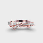 The Bow Ring - Diamond Ribbon Ring with Pavé