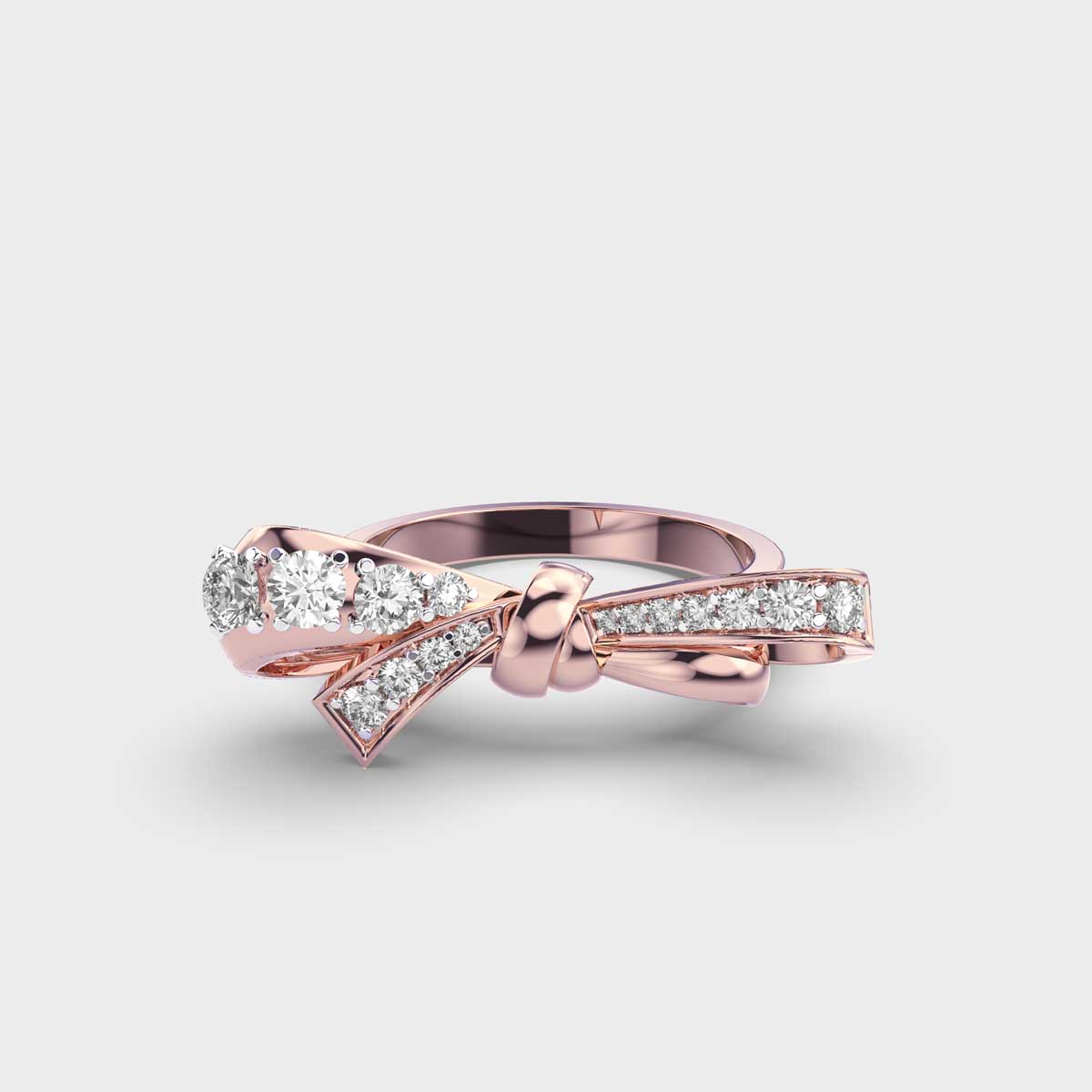 The Bow Ring - Diamond Ribbon Ring with Pavé