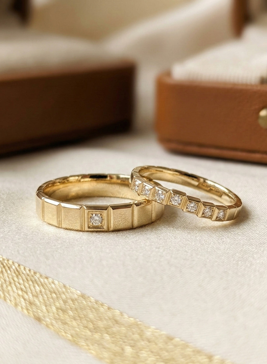 Calene The Calène Band - Geometric Couple Matching Set in Silver – Silvora Carats