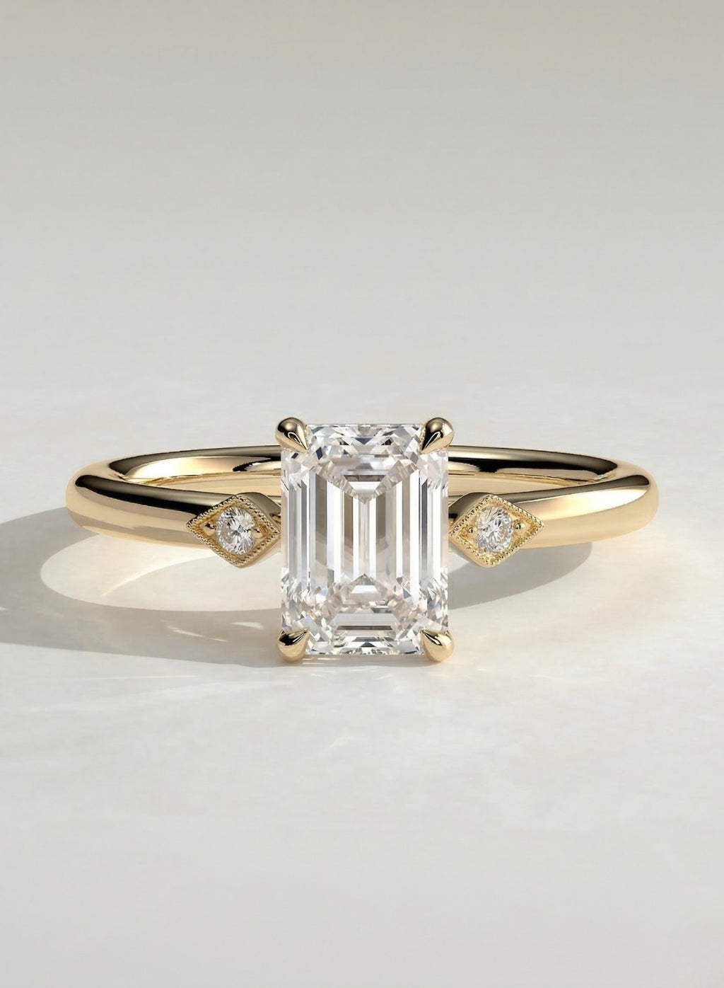 The Catherine Ring - Emerald Cut Milgrain Vintage Ring
