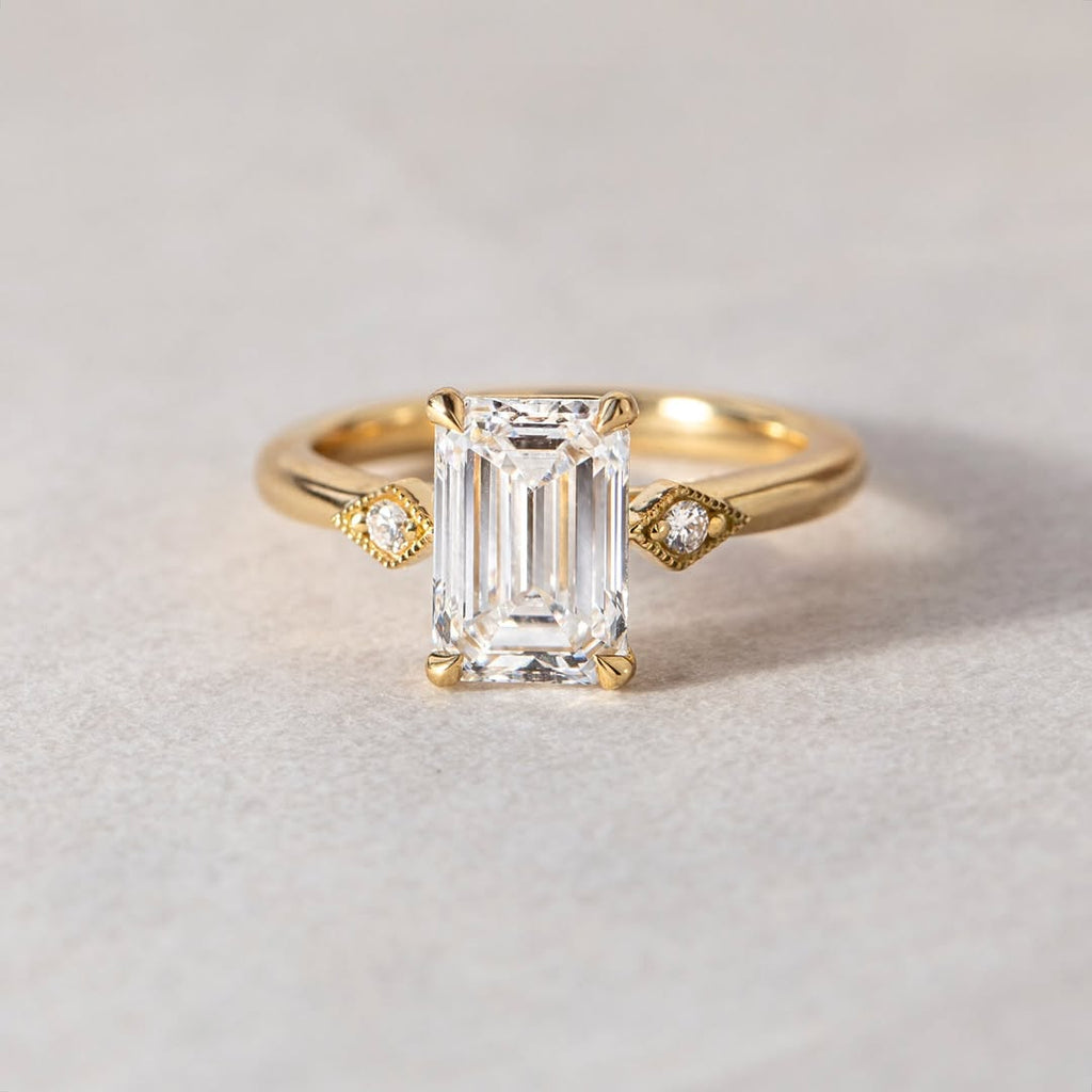 The Catherine Ring - Emerald Cut Milgrain Vintage Ring