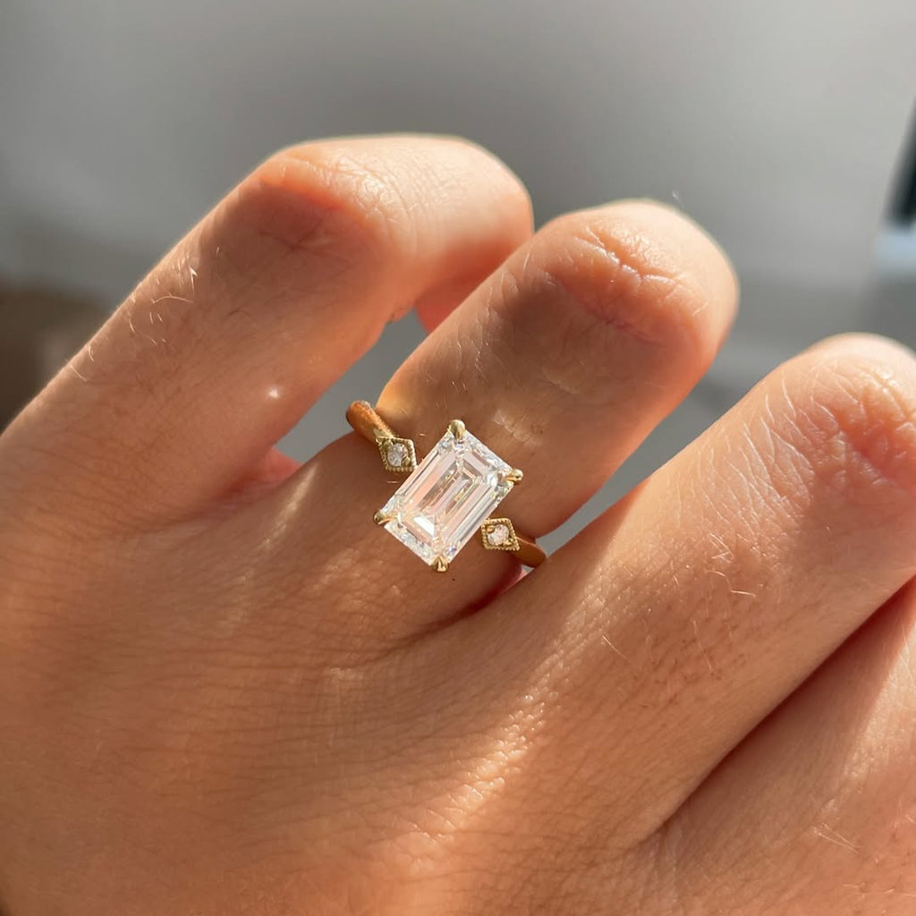 The Catherine Ring - Emerald Cut Milgrain Vintage Ring