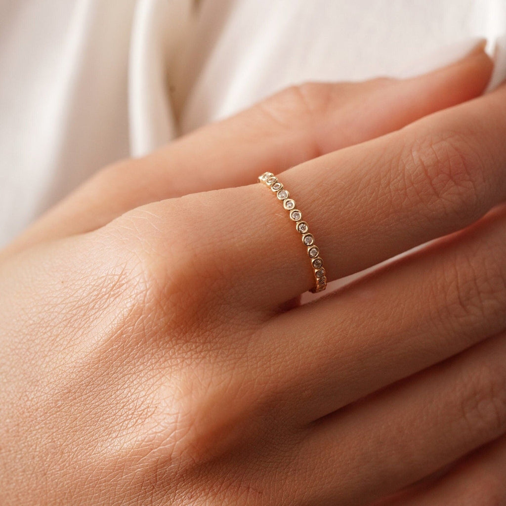 The Celia Band - Bezel Set Diamond Half Eternity Band