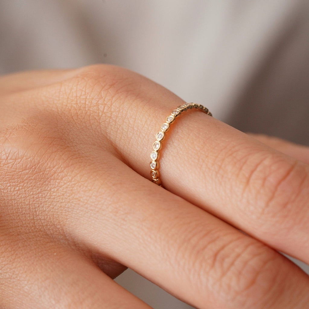 The Celia Band - Bezel Set Diamond Half Eternity Band