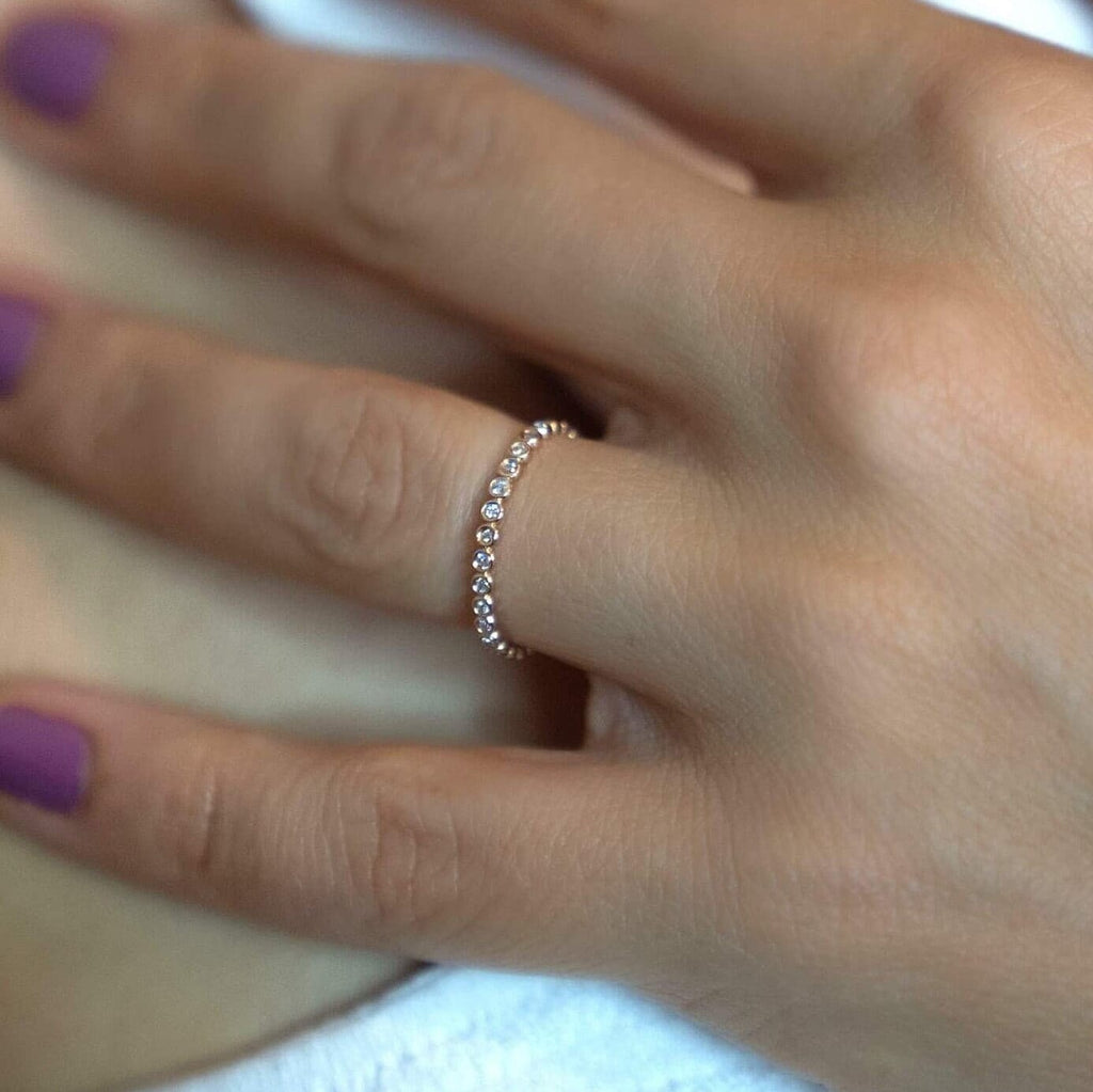 The Celia Band - Bezel Set Diamond Half Eternity Band