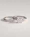 The Celina Bridal Set - Cushion Cut Solitaire Ring with Diamond Wedding Band