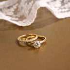 The Clara Bridal Set - Round Solitaire Ring with Pavé Wedding Band