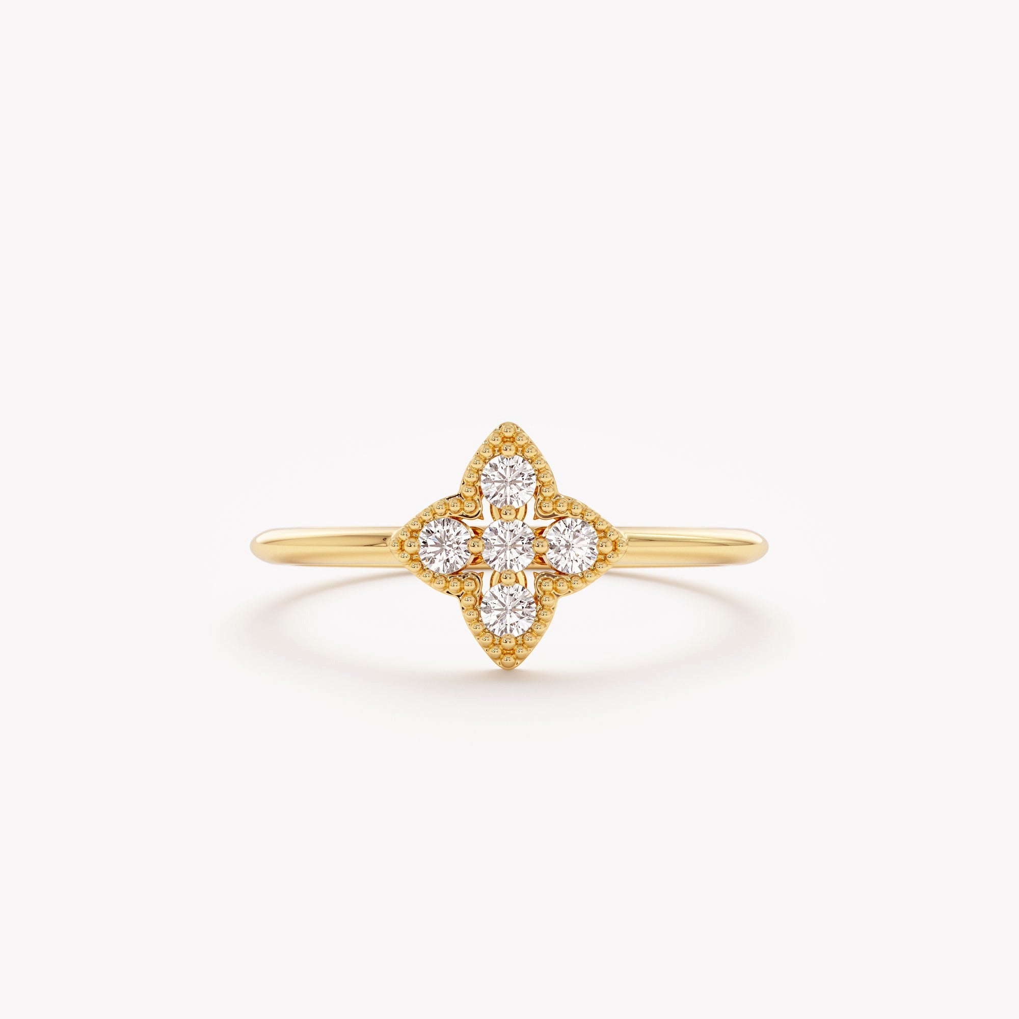 The Clover Ring - Diamond Cluster with Milgrain Detail