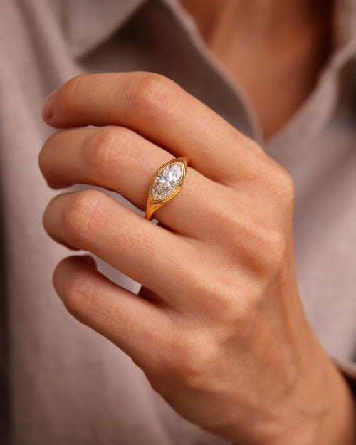 The Delilah Ring - East-West Marquise Bezel Ring