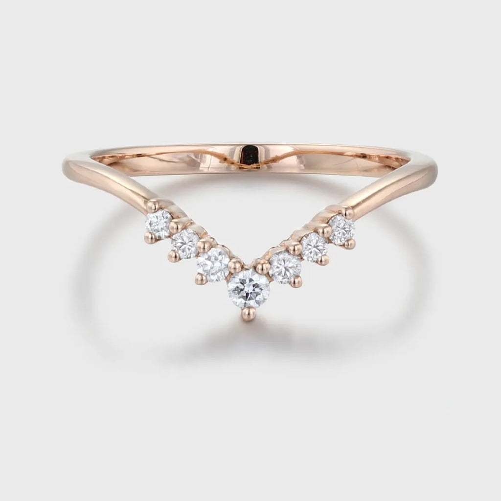 The Elin Ring - Round Diamond V Contour Ring