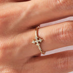 The Elina Ring - Ornamental Diamond Cross Motif Ring