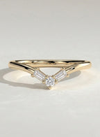 The Elira Band - Baguette and Round Chevron Ring in Silver