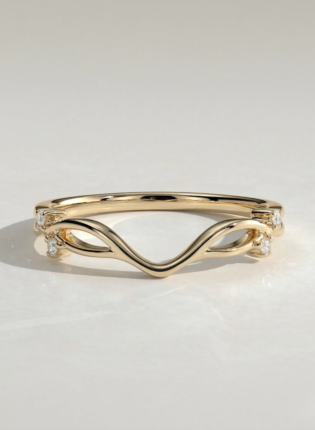 The Elira Ring - Diamond Accent Wave Contour Ring