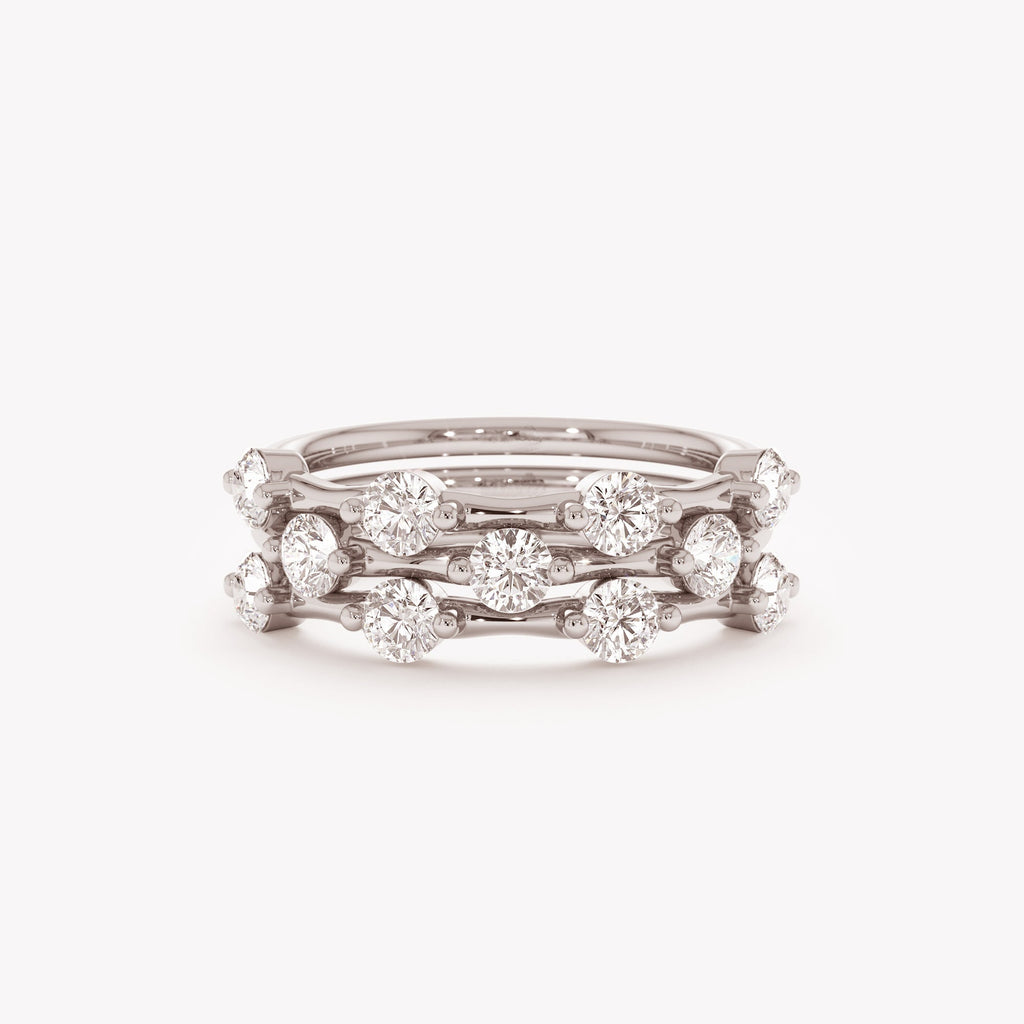 The Elowen Trio - Round Diamond Station Stack Ring Set