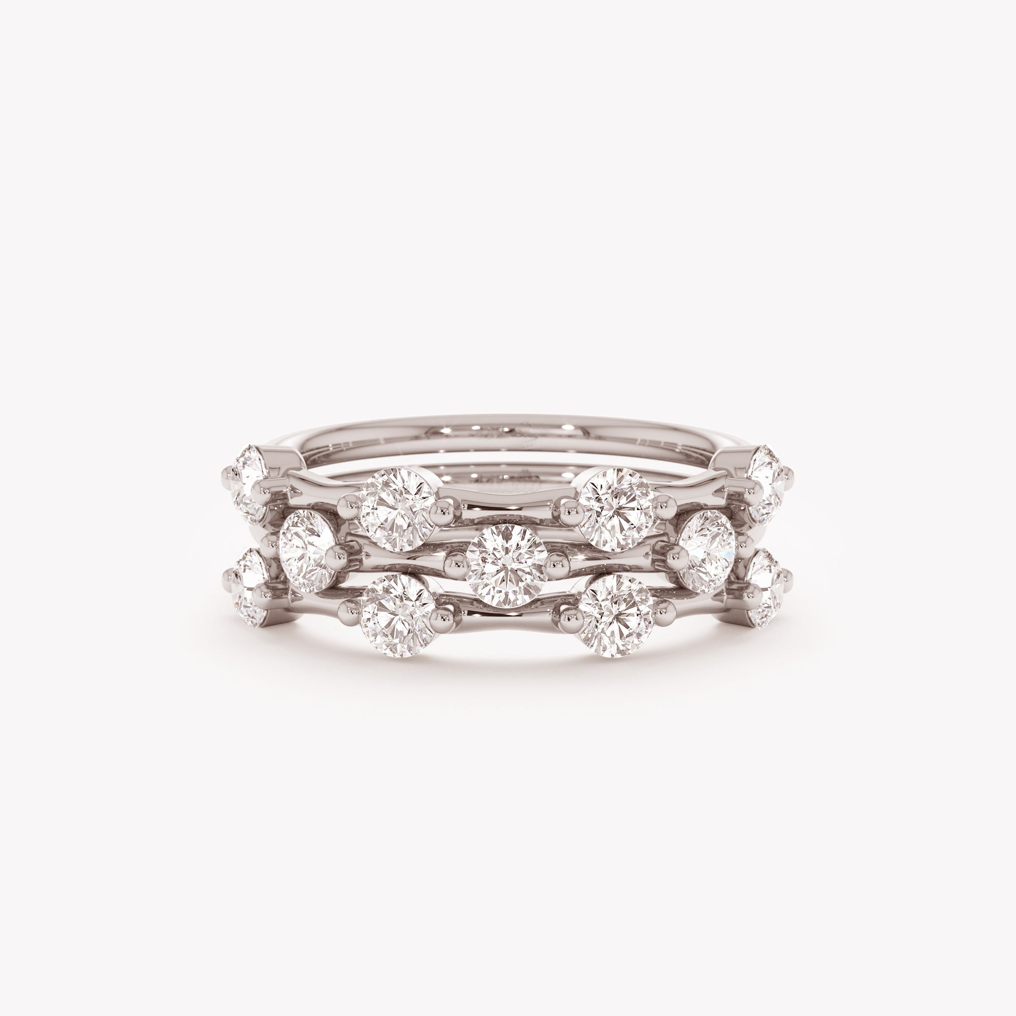 The Elowen Trio - Round Diamond Station Stack Ring Set