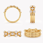 The Elowen Trio - Round Diamond Station Stack Ring Set