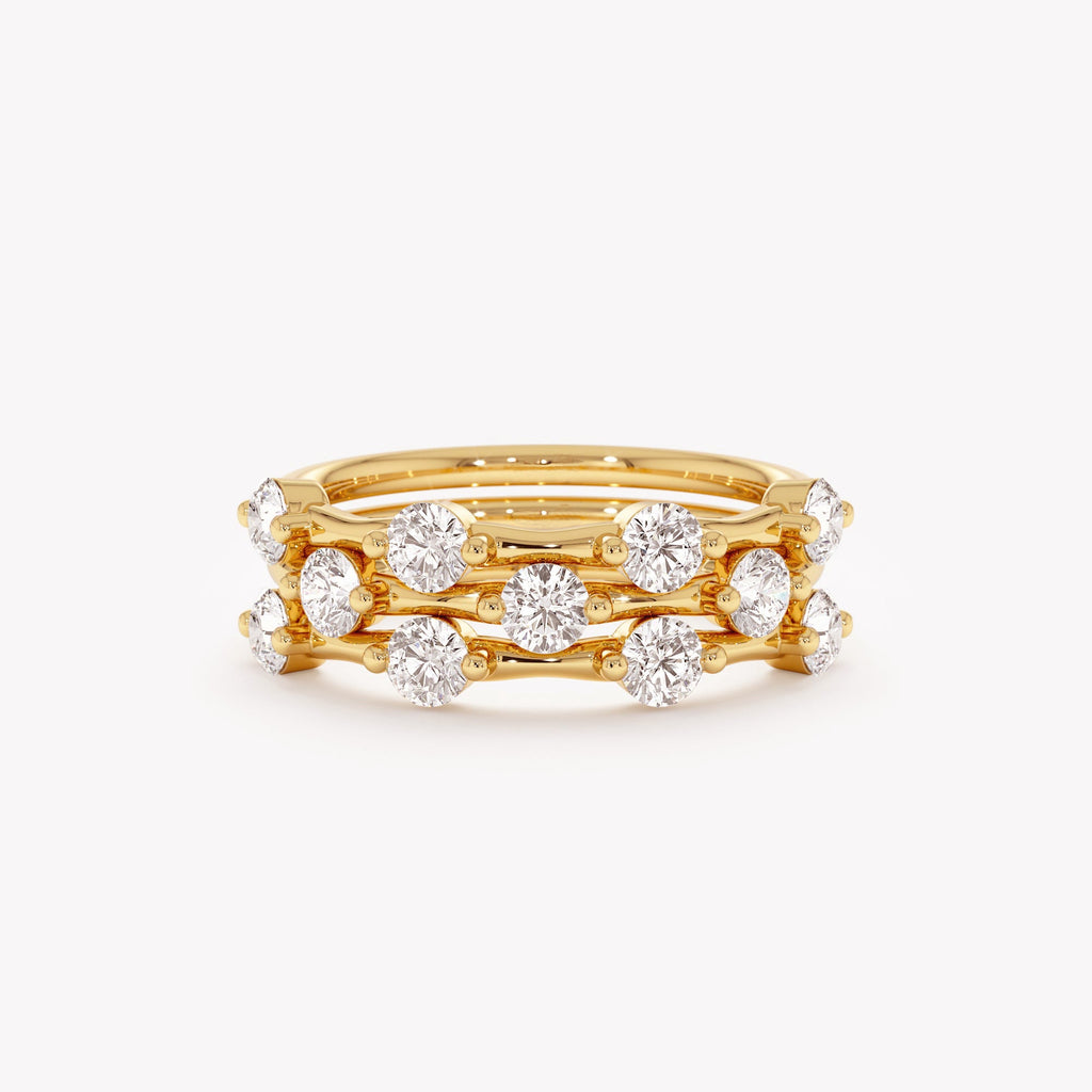 The Elowen Trio - Round Diamond Station Stack Ring Set
