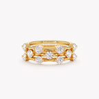 The Elowen Trio - Round Diamond Station Stack Ring Set