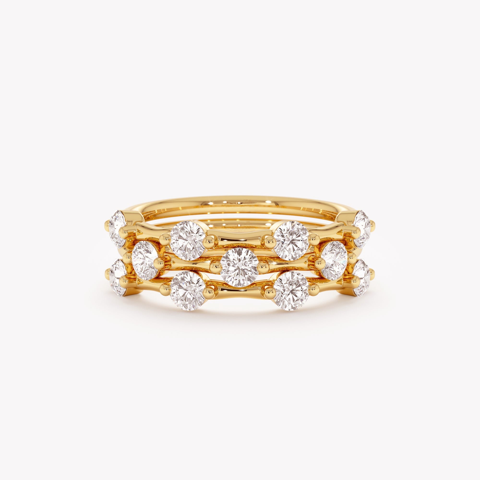 The Elowen Trio - Round Diamond Station Stack Ring Set