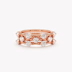 The Elowen Trio - Round Diamond Station Stack Ring Set