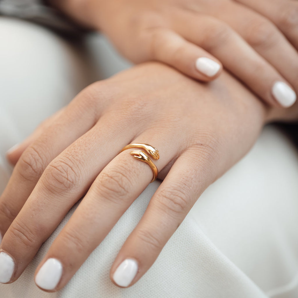 The Embrace Ring - Sculpted Hand Wrap Ring