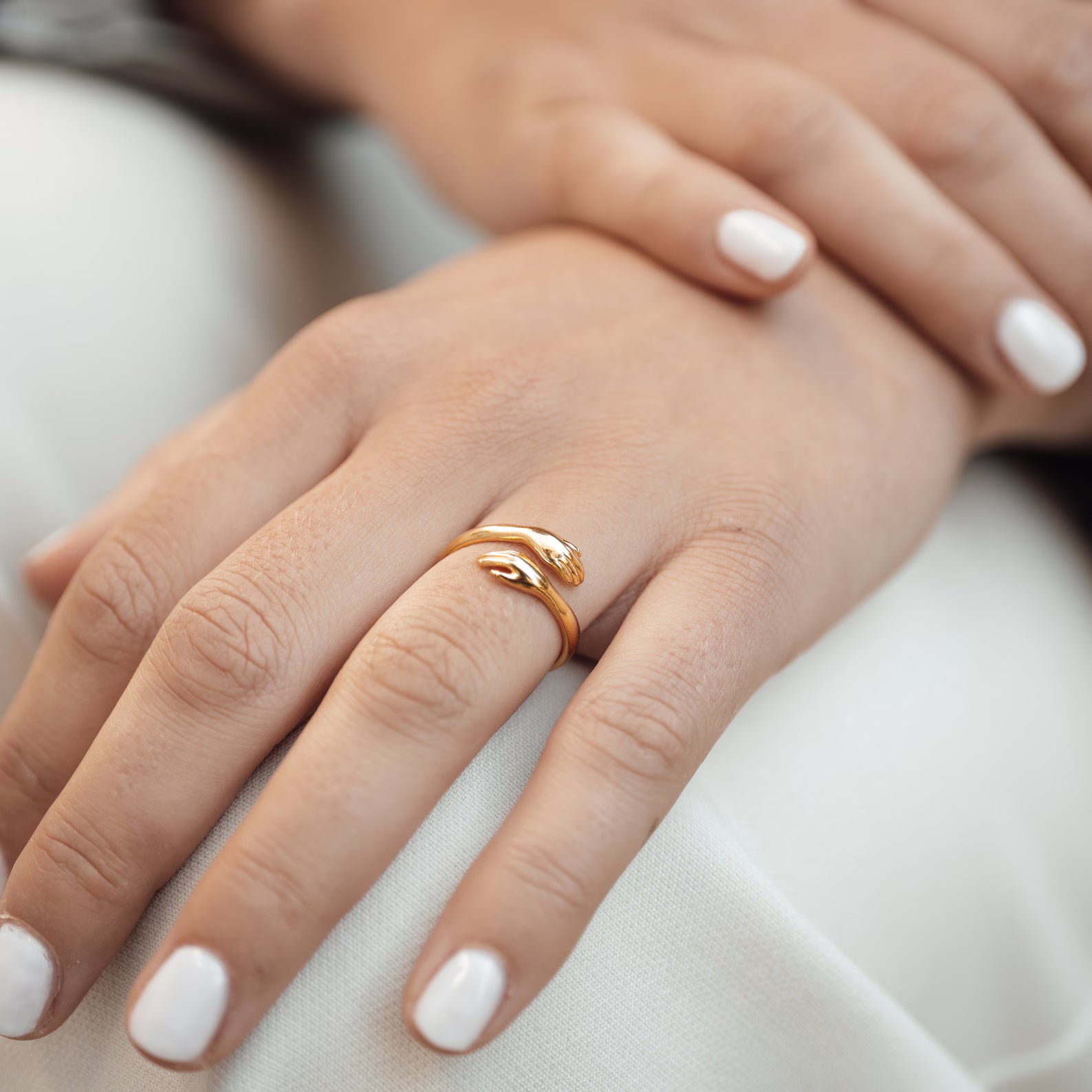 The Embrace Ring - Sculpted Hand Wrap Ring
