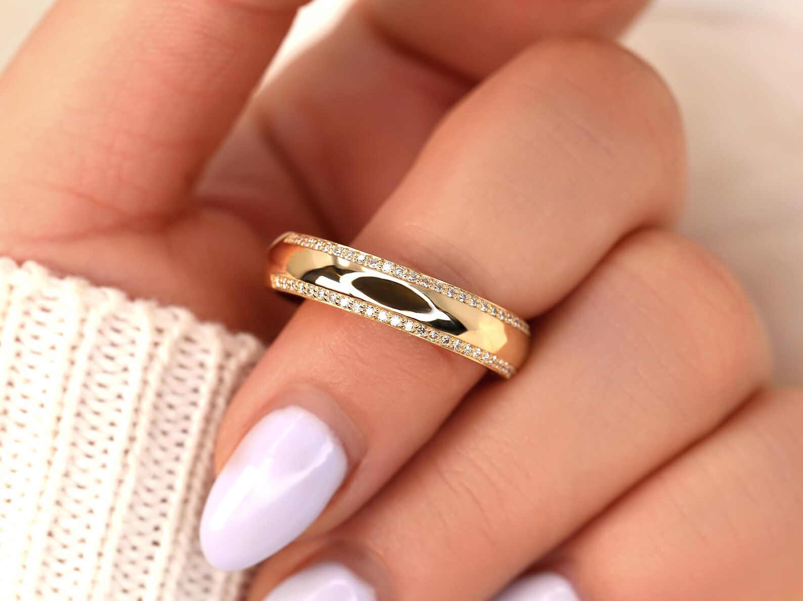 The Ethan Band - Men’s Double Row Pave Diamond Ring