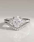 The Evelina Bridal Set - Oval Three Stone Diamond Ring with Contour Band