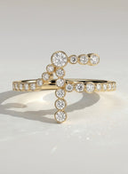 The F Initial Ring - Diamond Bezel Letter Ring