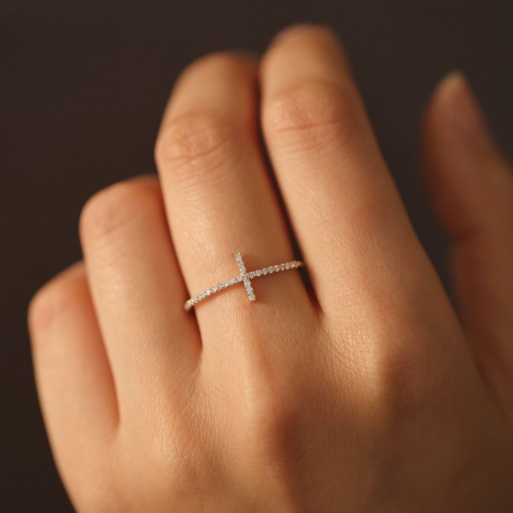 The Faith Ring - Diamond Cross Pave Ring