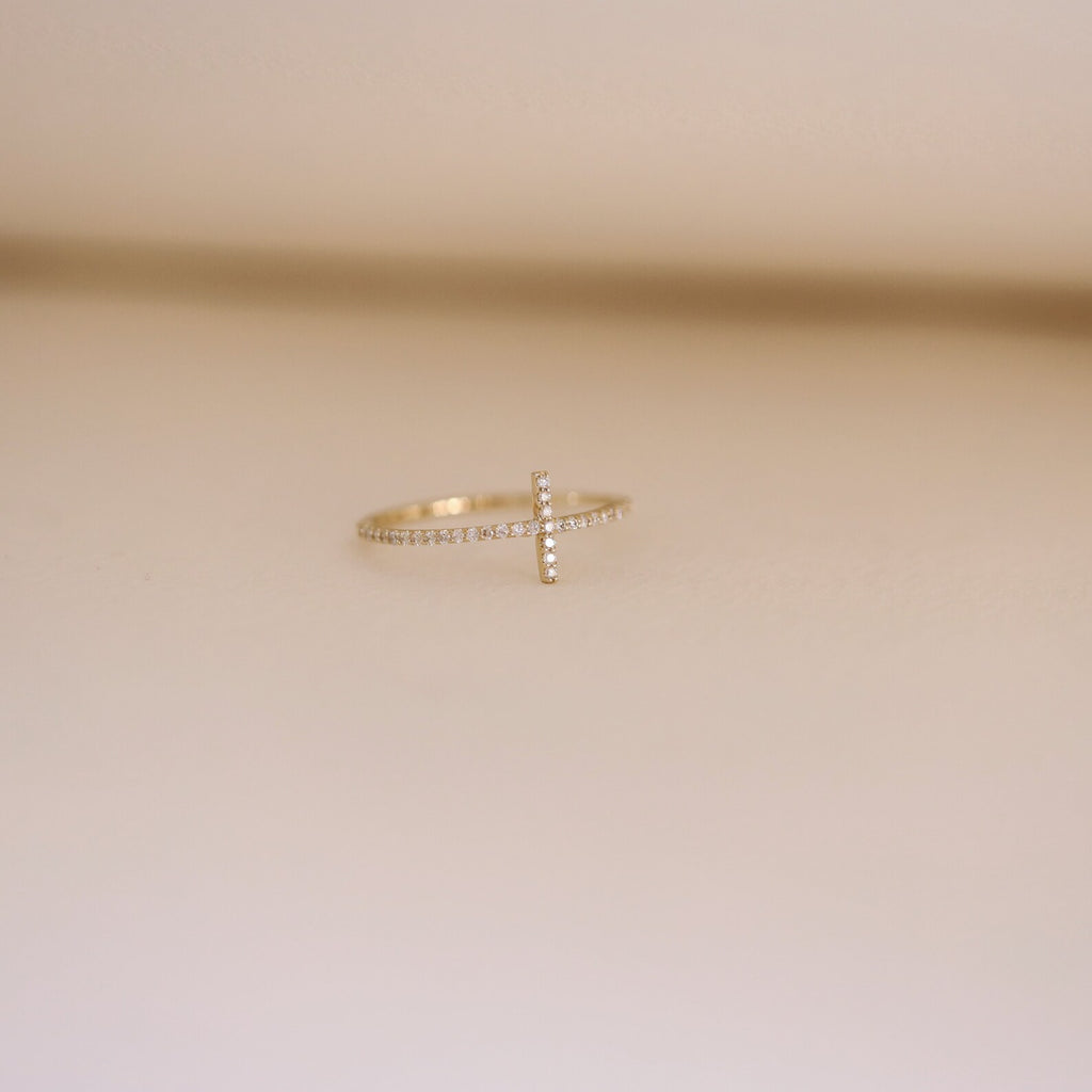 The Faith Ring - Diamond Cross Pave Ring