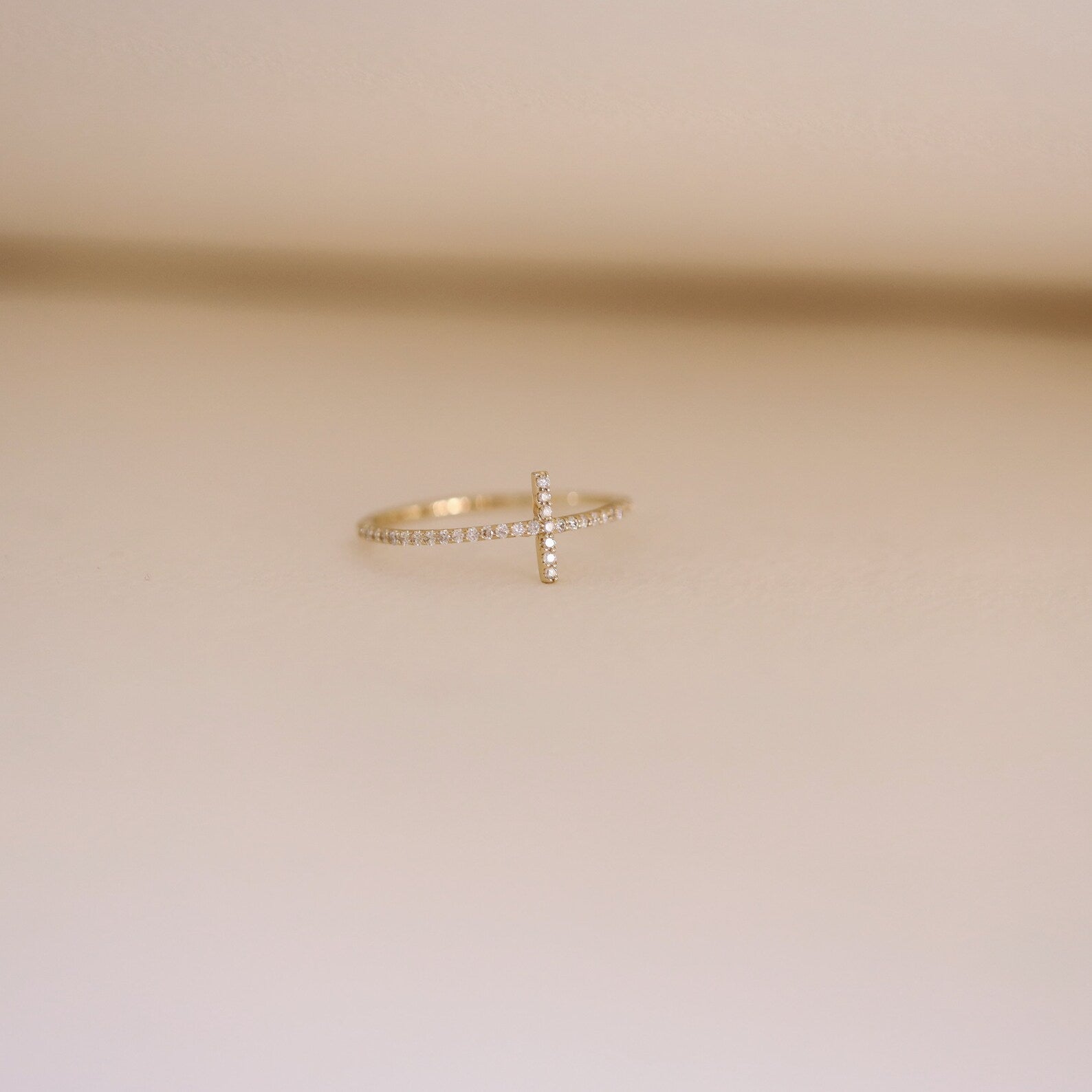 The Faith Ring - Diamond Cross Pave Ring