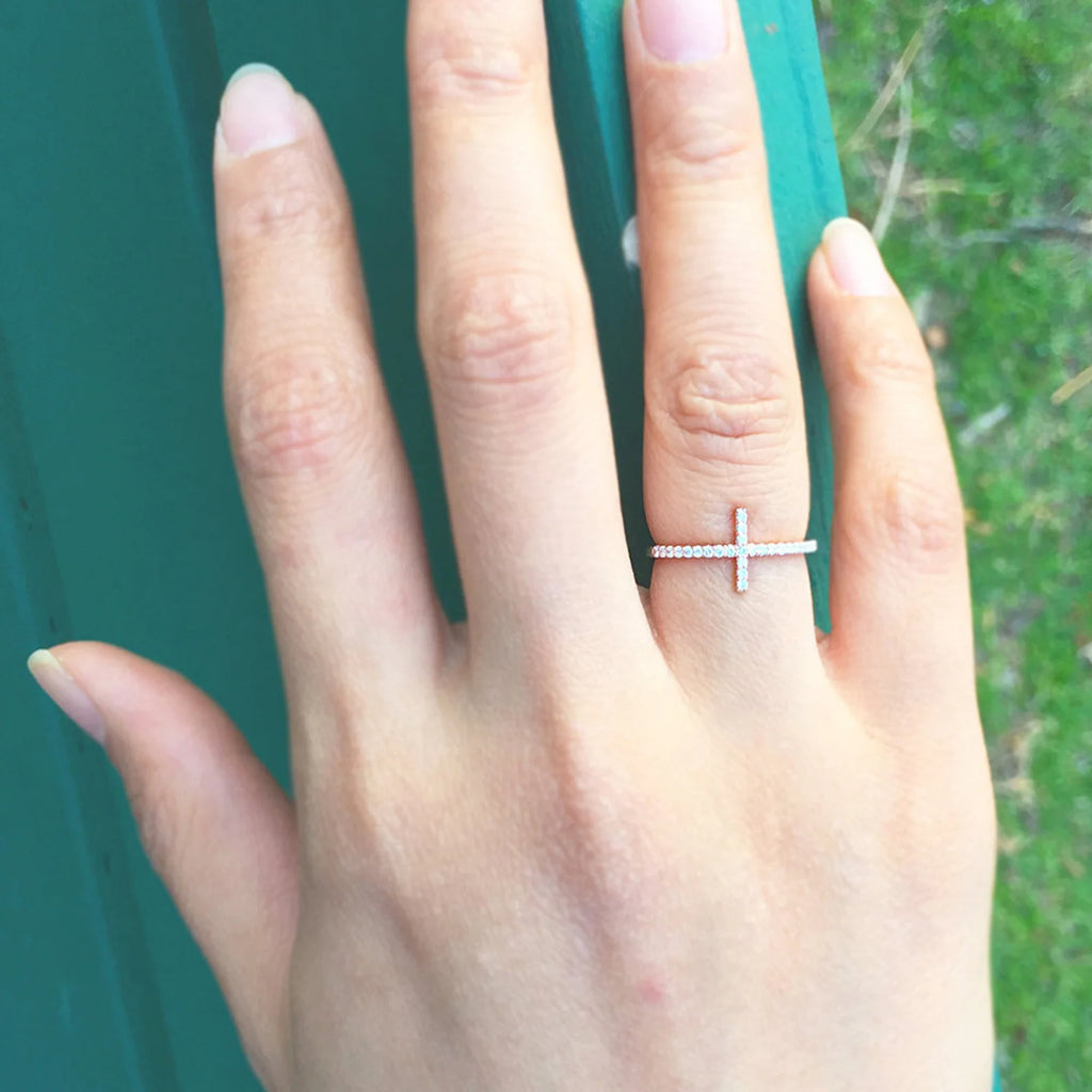The Faith Ring - Diamond Cross Pave Ring