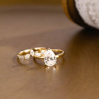The Fiora Bridal Set - Pear Diamond Ring with Marquise Leaf Wedding Band