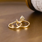 The Fiora Bridal Set - Pear Diamond Ring with Marquise Leaf Wedding Band