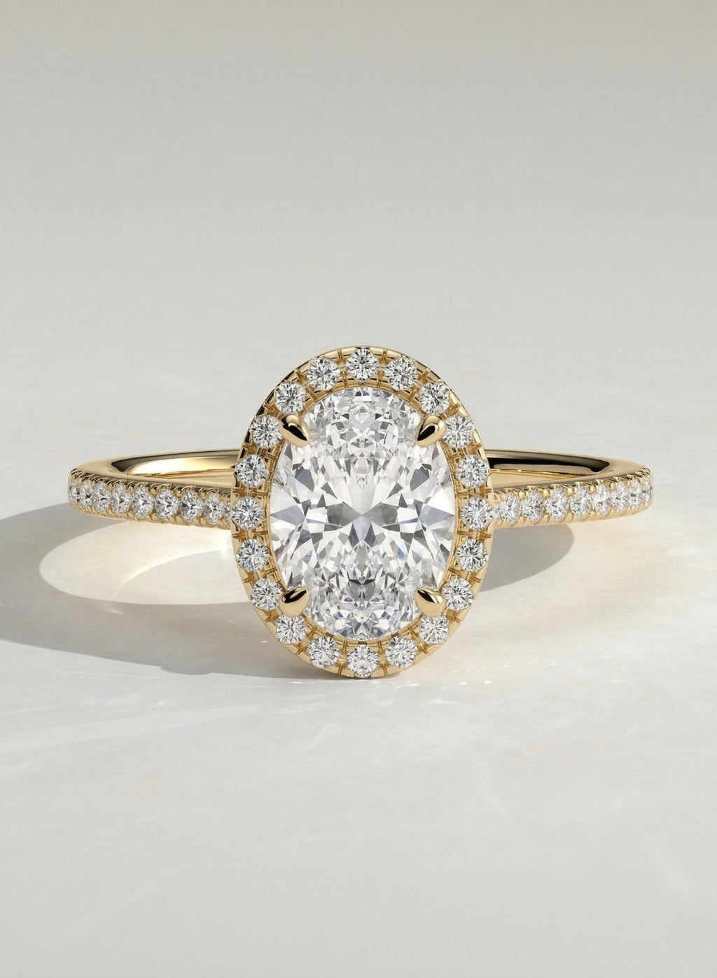 The Halo Glow Ring - Oval Halo Pave Diamond Ring