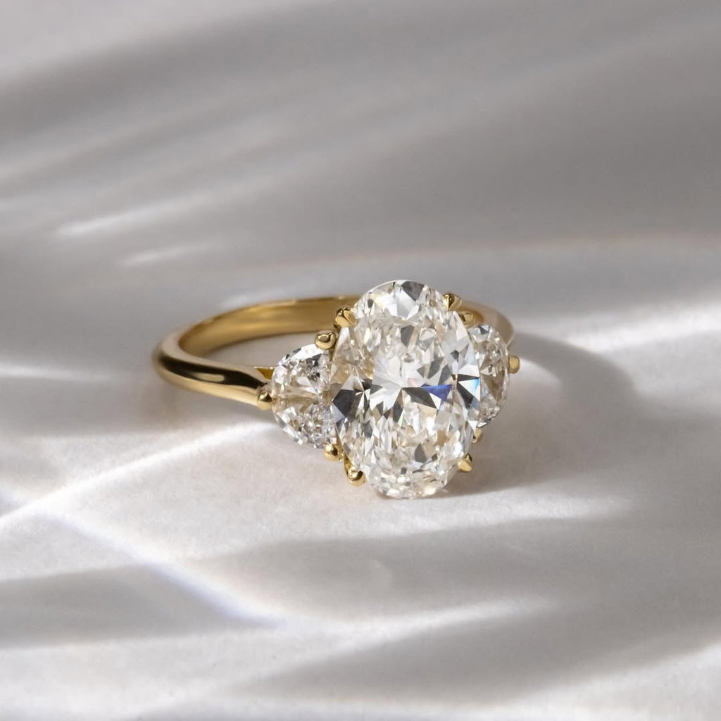 The Helena Ring - Oval & Half Moon Trilogy Diamond Ring