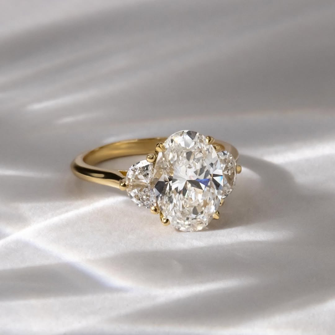 The Helena Ring - Oval & Half Moon Trilogy Diamond Ring