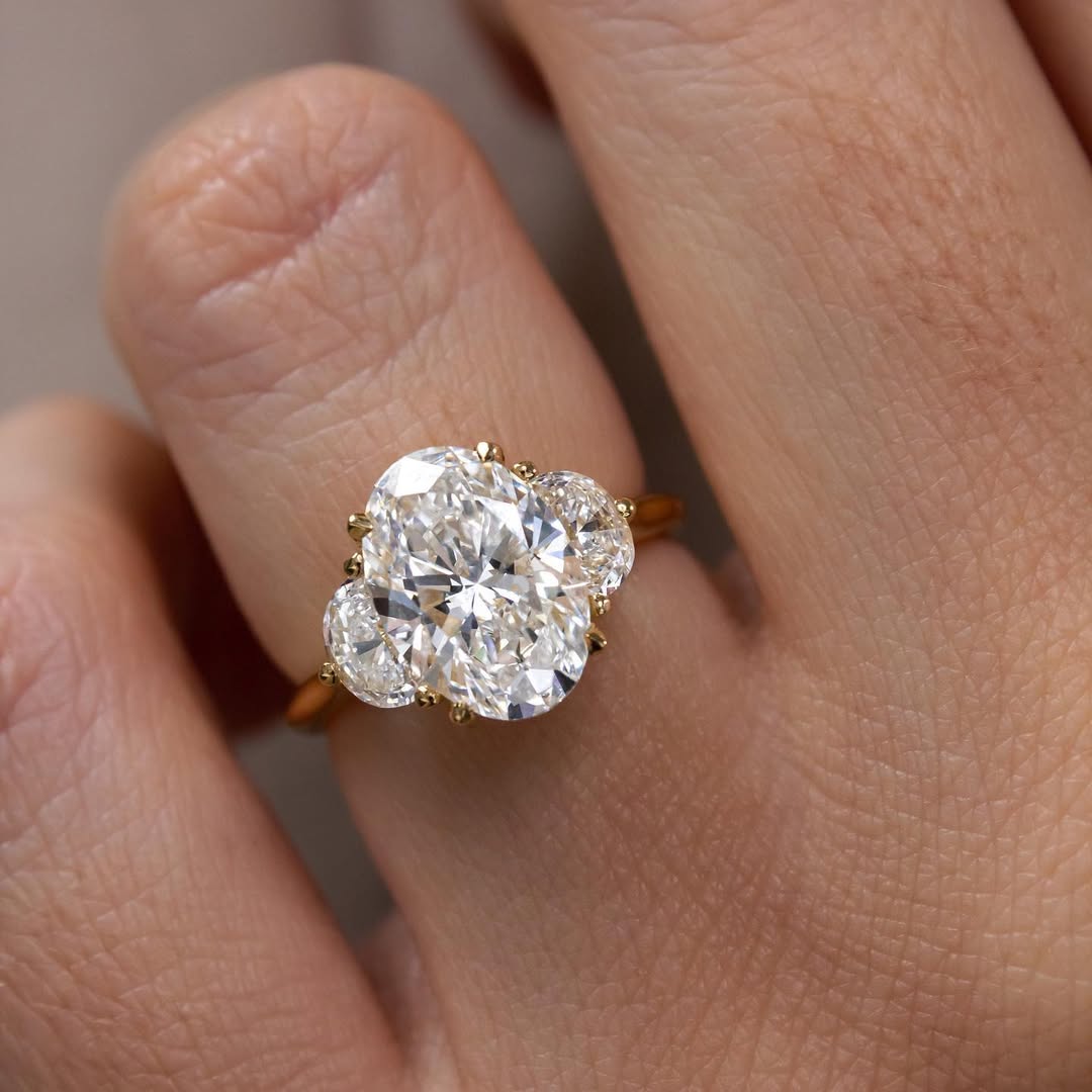 The Helena Ring - Oval & Half Moon Trilogy Diamond Ring