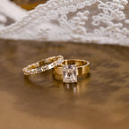The Isadora Bridal Set - Radiant Cut Ring with Baguette Diamond Band
