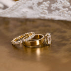 The Isadora Bridal Set - Radiant Cut Ring with Baguette Diamond Band
